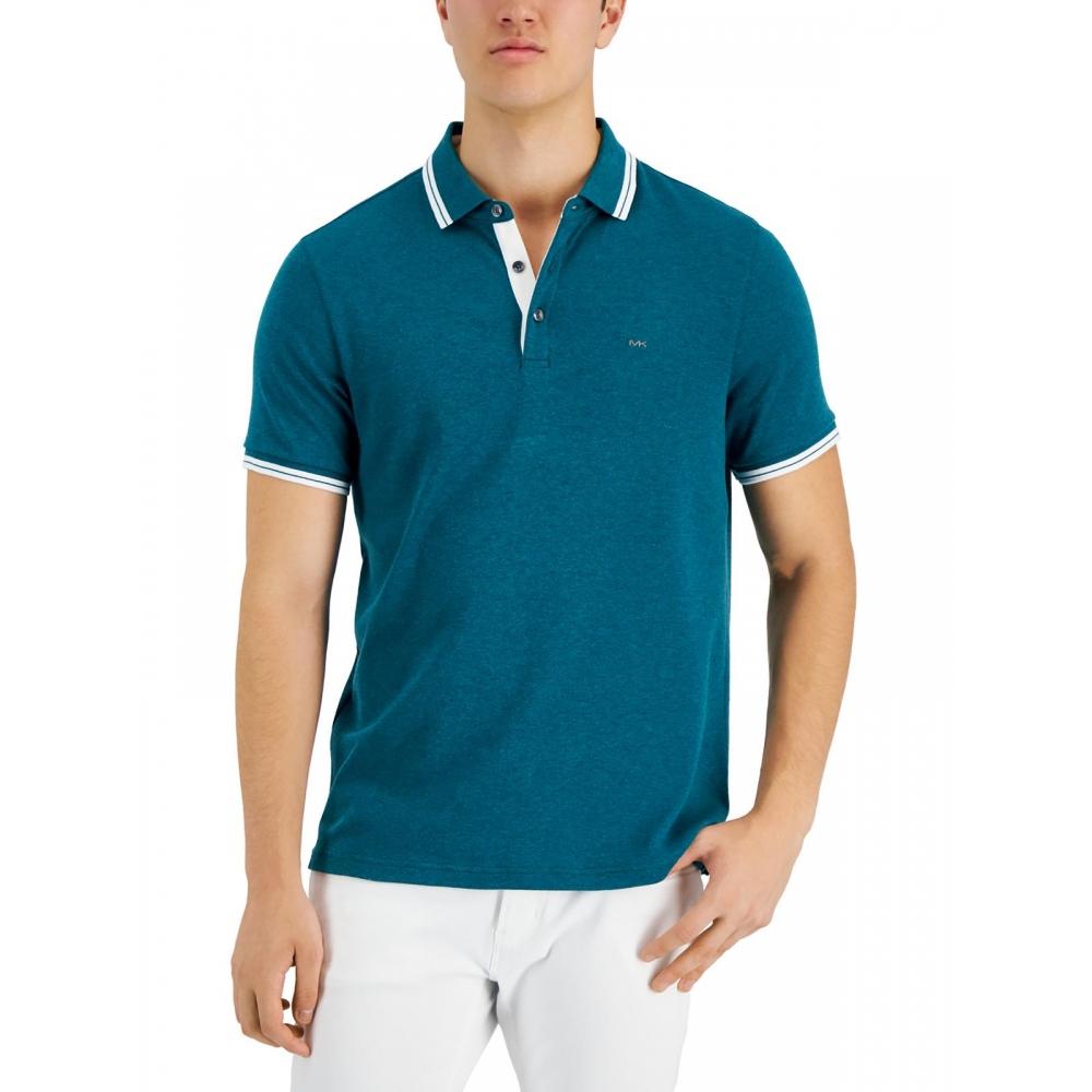 

Мужское поло в хлопковую полоску Michael Kors Greenwich темно-зеленого цвета