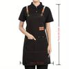 1 Canvas Waterproof and Oil Resistant Apron with Pockets, Suitable for Coffee Bar, Restaurant, Flower Shop, Coffee Baking
