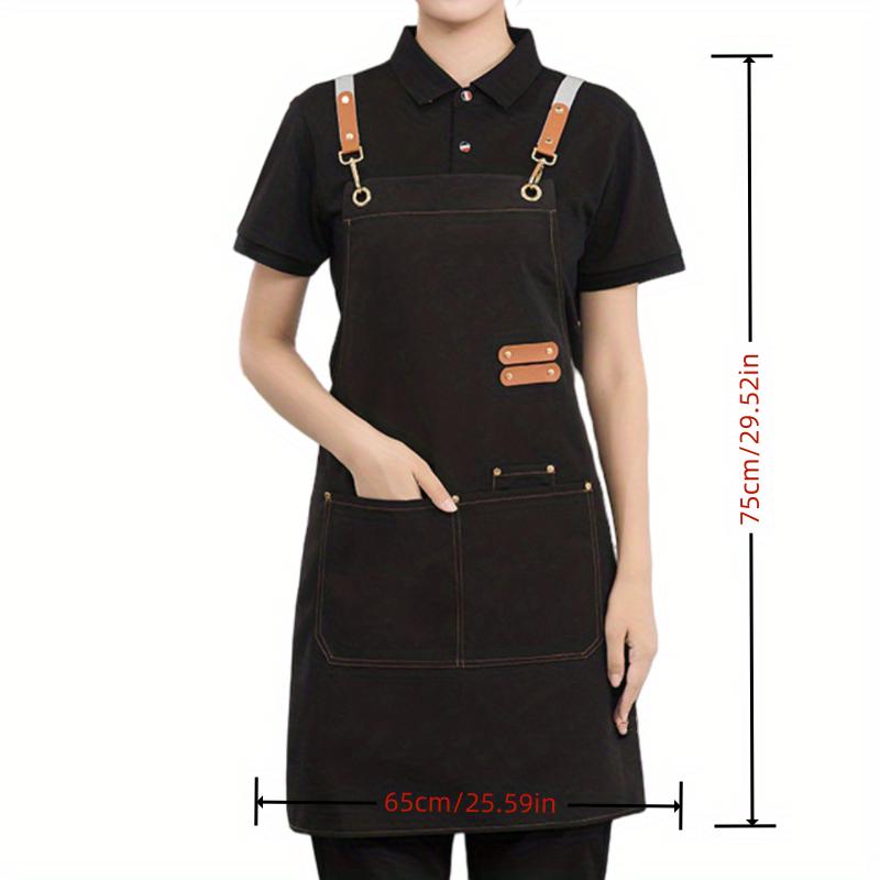 1 Canvas Waterproof and Oil Resistant Apron with Pockets, Suitable for Coffee Bar, Restaurant, Flower Shop, Coffee Baking