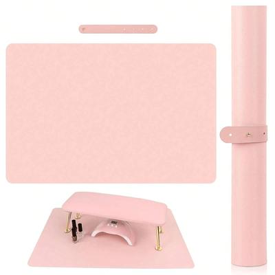 1/2pcs Pink Nail Art Table Mat Portable Foldable Nail Art Armrest Mat Microfiber Leather Soft Nail Art Mat for Nail Art Salon