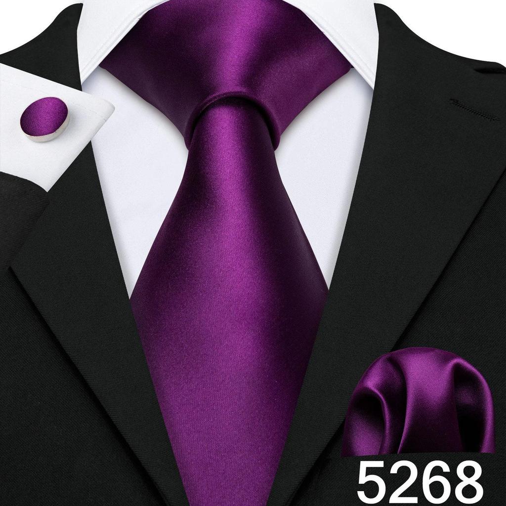 Barry.Wang Mens Striped Silk Tie Handkerchief Cufflinks Formal Necktie Set Designer