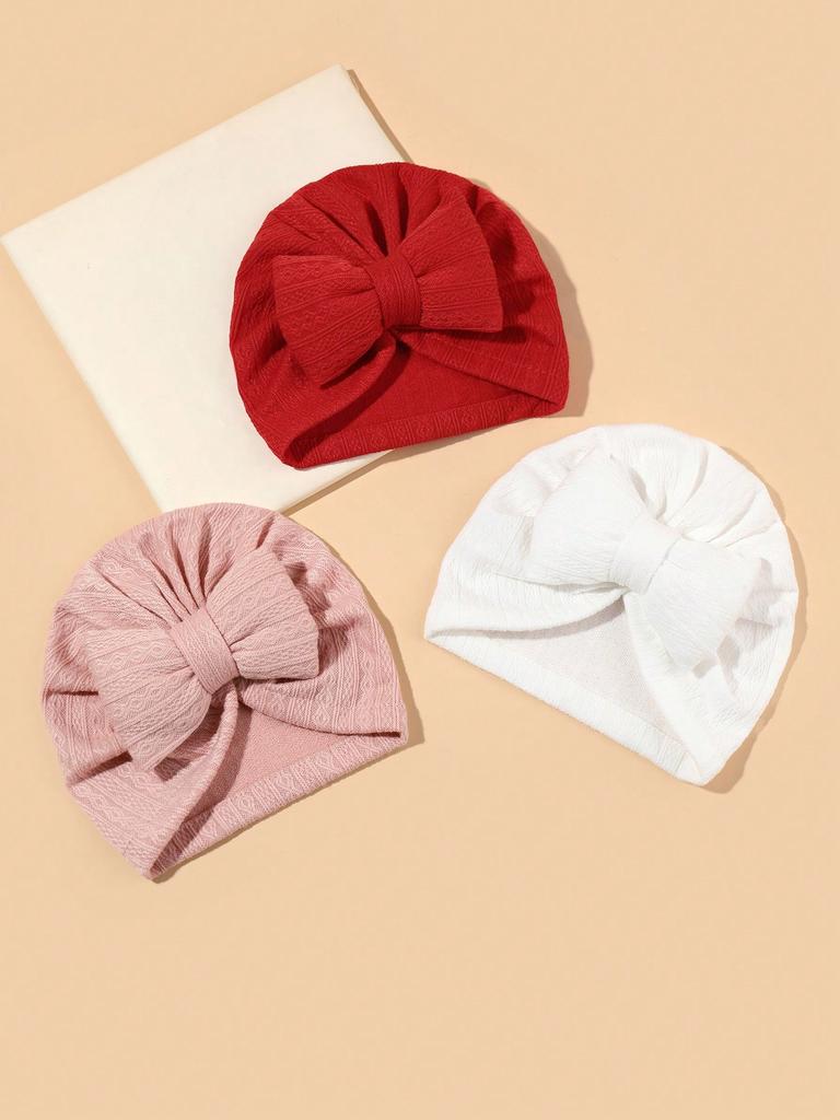 3pcs Cute Bowknot Baby Turban Hat Soft Newborn Baby Girls Indian Cap Spring Autumn Infant Boys Cap Beanies Headwrap