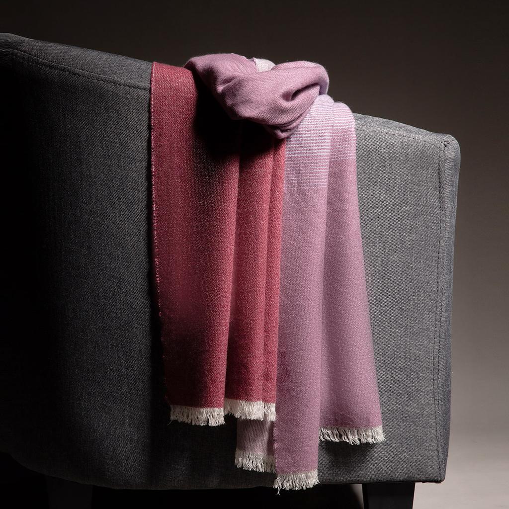 Cashmere Scarf for Women - Warm Gradient Stripes, Lightweight Wool Scarf, Shawl Dual-Use