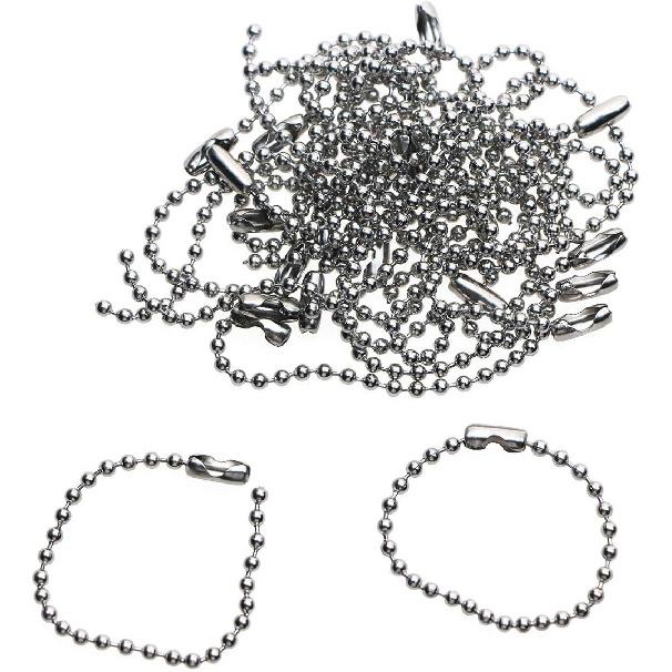 4 Inch Stainless Steel Ball Bead Cha Connector Clasp Extension Keychain Tag K