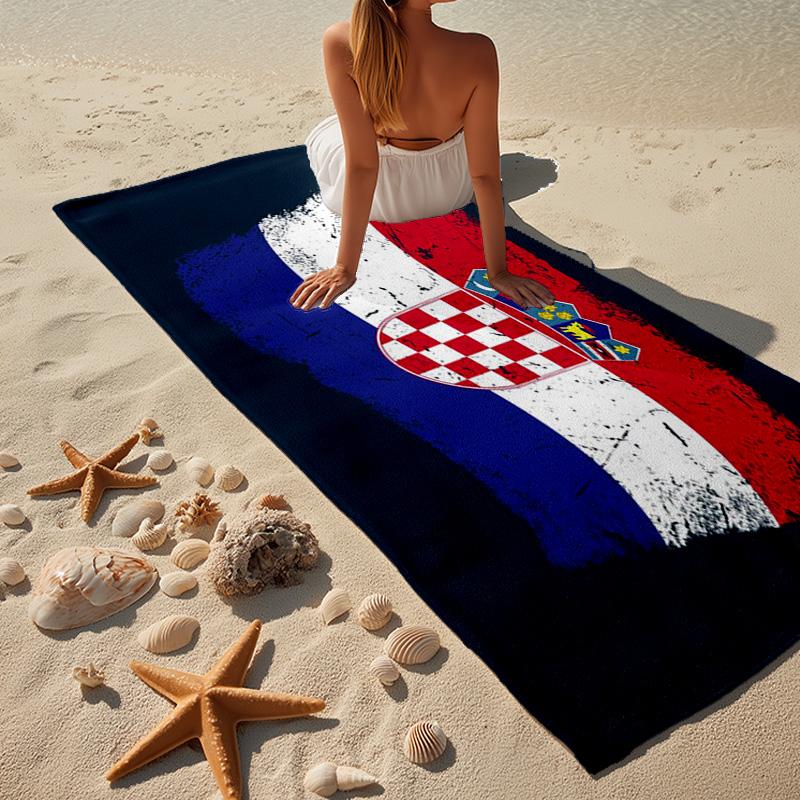 Asciugamano da Spiaggia in Microfibra Orgoglio del Calcio Croato, Leggero e Asciugatura Rapida, per Viaggi Estivi, Essenziale da Spiaggia, Piscina