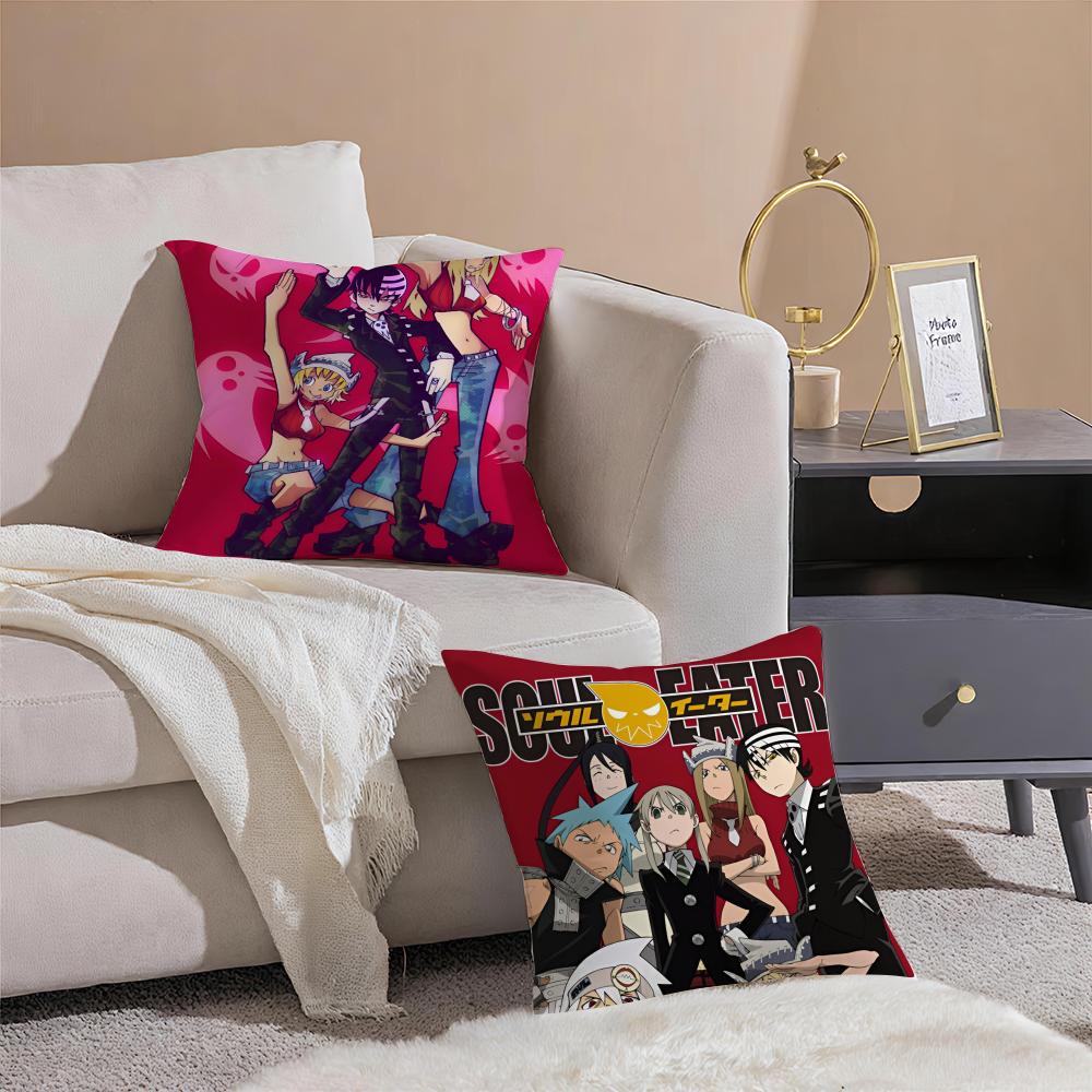 Hot Anime S-Soul Eaters Cushion Cover Pillowcase Short Plush Invisible Zipper Room Sofa Cushion Cover