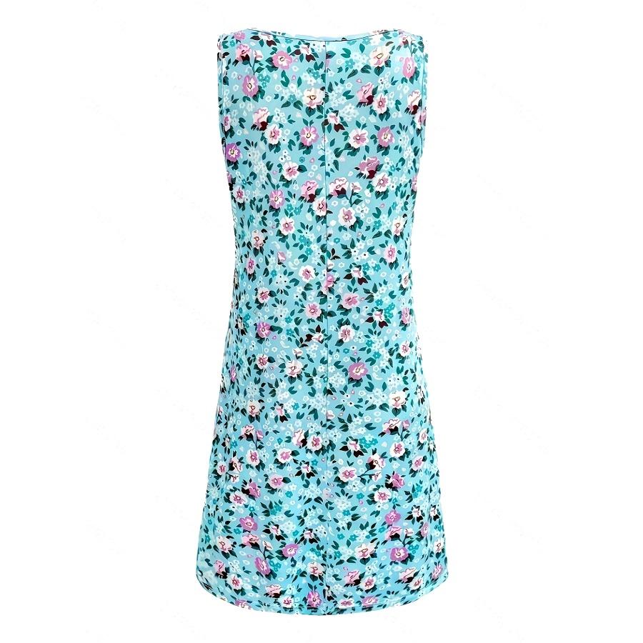 Elegant Light Blue Floral Print Sleeveless Dress Women's Summer Hawaiian Vacation Dress Tank Dress Y2k Ladies Clothes Girl Tops