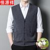 Hengyuanxiang Men's Pure Wool V-Neck Cardigan Vest
