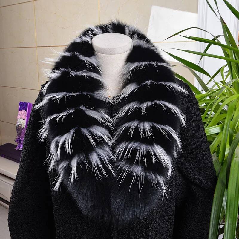 Real Fox Fur Collar For Women Winter Neck Keep Warm Scarves Men Fashion Luxury Genuine Coat Jacket Shawl Big Size