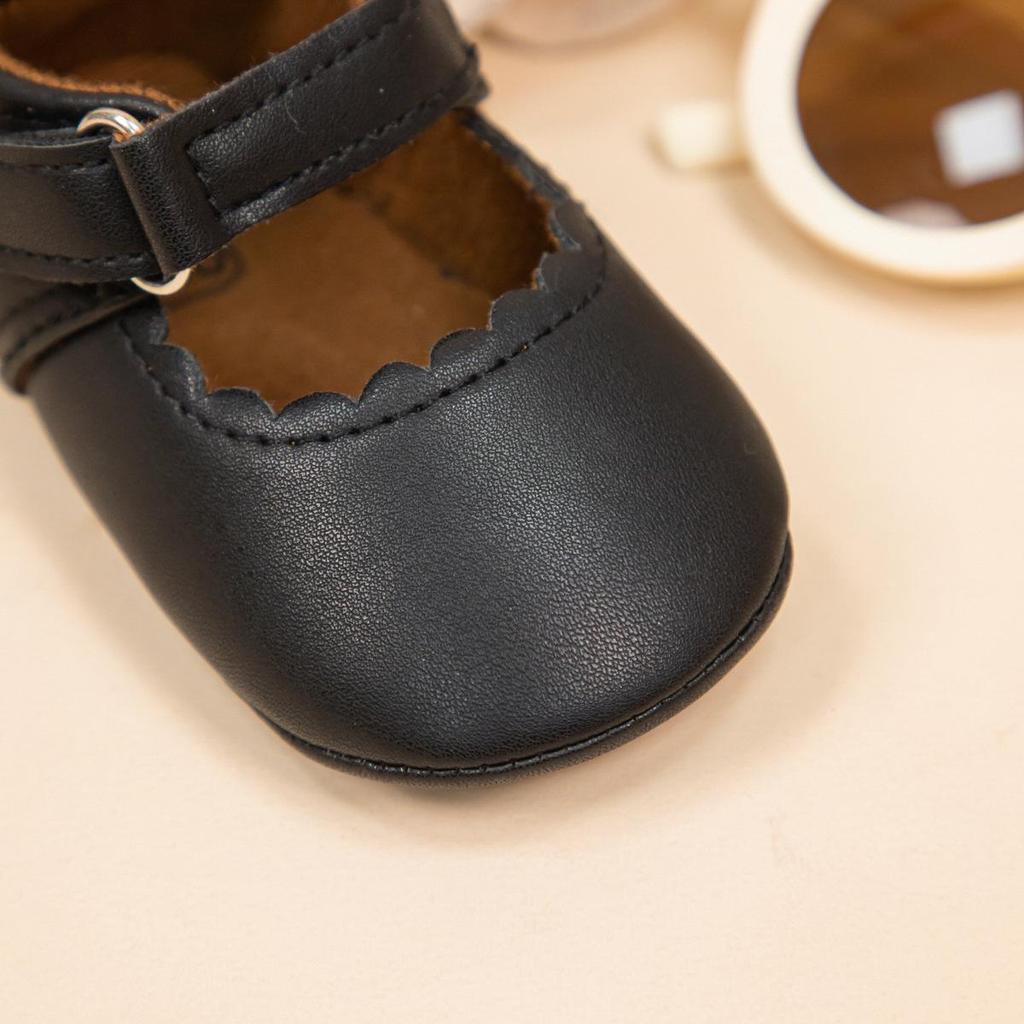 New Baby Girl Leather Bowknot Princess Shoes with Non-Slip Rubber Sole