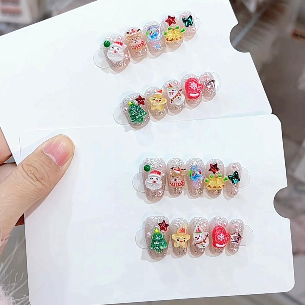 Pure Handmade Phototherapy Wear Nail Tablets Christmas Party Wear Nail Finished Product Reusable Nail Art