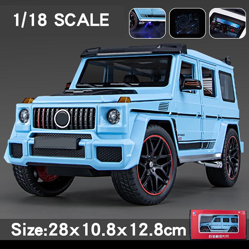 1/18 Scale Benz G800 Off-Road Vehicle SUV Alloy Diecast Model Car Collection Sound & Light Sprayable Gifts for Kids Boyfriend