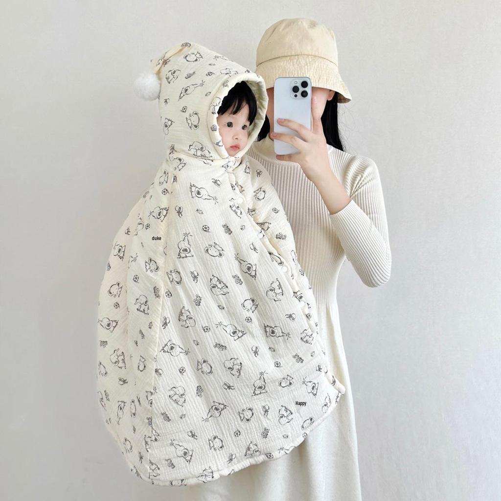 Cartoon Windproof Baby Cloak for Boys & Girls - Thickened Pure Cotton Autumn/Winter Cape