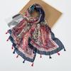 Cross Border New Elegant Versatile Paisley Cashew Print Scarf Women Handmade Hanging Beard Cotton Linen Shawl Thin Long