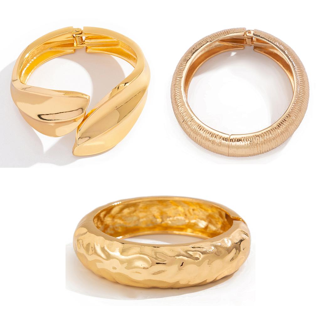 PuRui Exaggerated Heavy Metal Chunky Wide Cuff Bangles for Women Punk Geometric Spring Arm Bracelets Men Jewelry Steampunk