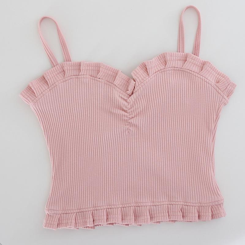 Ästhetisches V-Ausschnitt Spitzen-Ripp-Camisole mit Slim Fit für Damen - Sommerstil