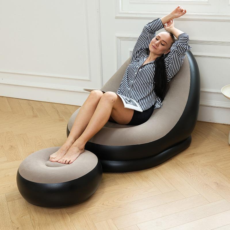 Inflatable Lazy Sofa – Foldable Reclining Chair with Footrest, Outdoor Plush Lounge, Combined Modular Sofa for Camping & Home