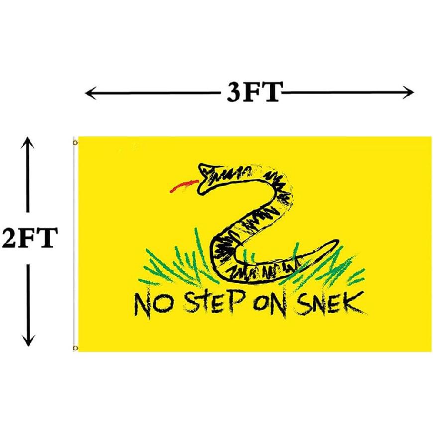 No Step On Snek Flag 2x3 FT and Don't Tread On Me Gadsden Flags with 2 Brass Grommets,Sturdy Double Stitched and Premium Polyester. (2x3ft)
