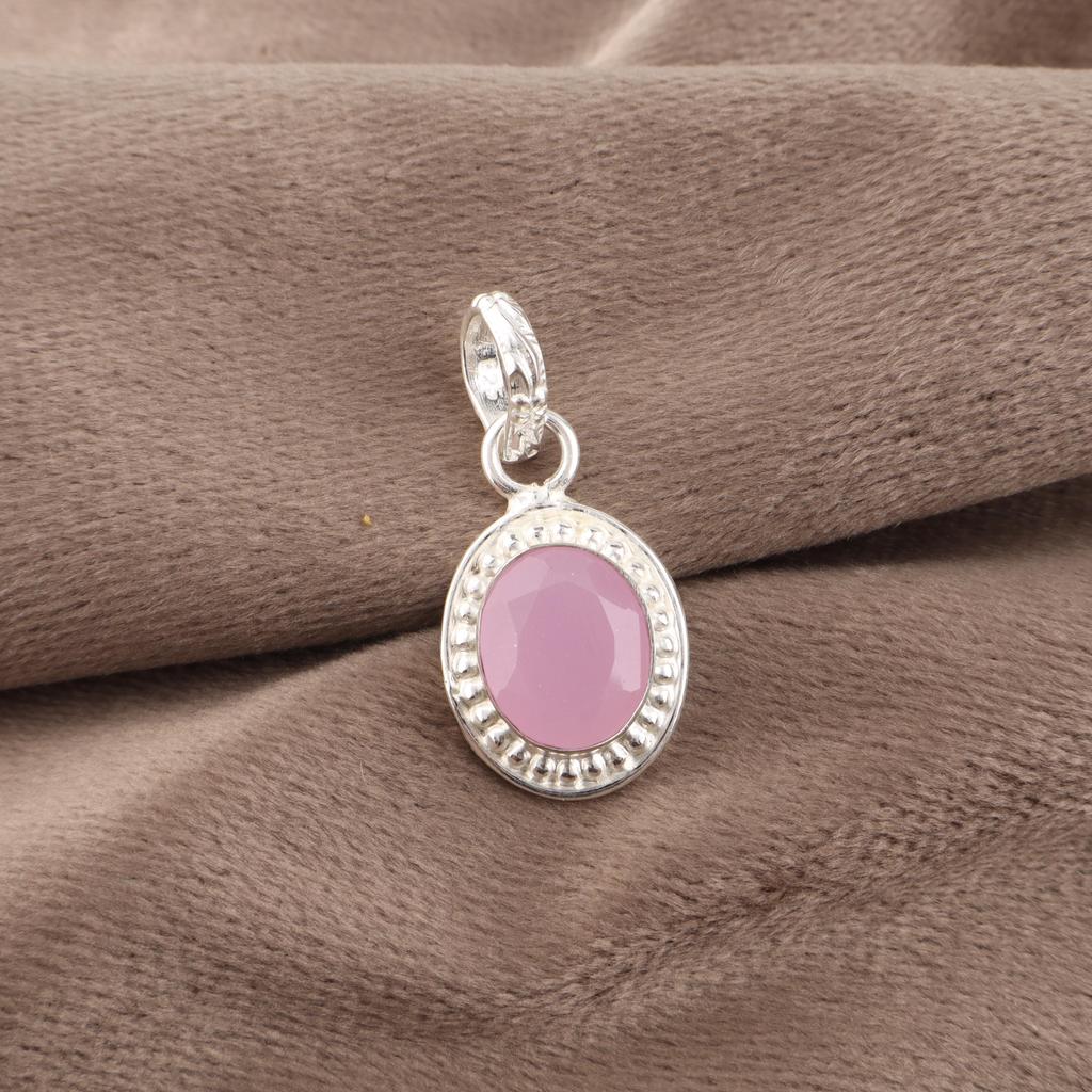 Rose Chalcedony Gemstone Jewelry, 925 Sterling Silver Pendant Jewelry, Handmade Gorgeous Pendant Gift For Women
