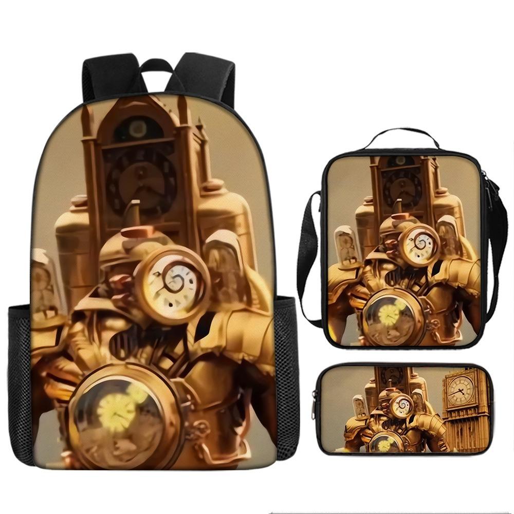 Fast Delivery Skibidi Toilet Backpack Cross-border Fashion Backpack Retro Schoolbag Cartoon Backpack Three-piece Set