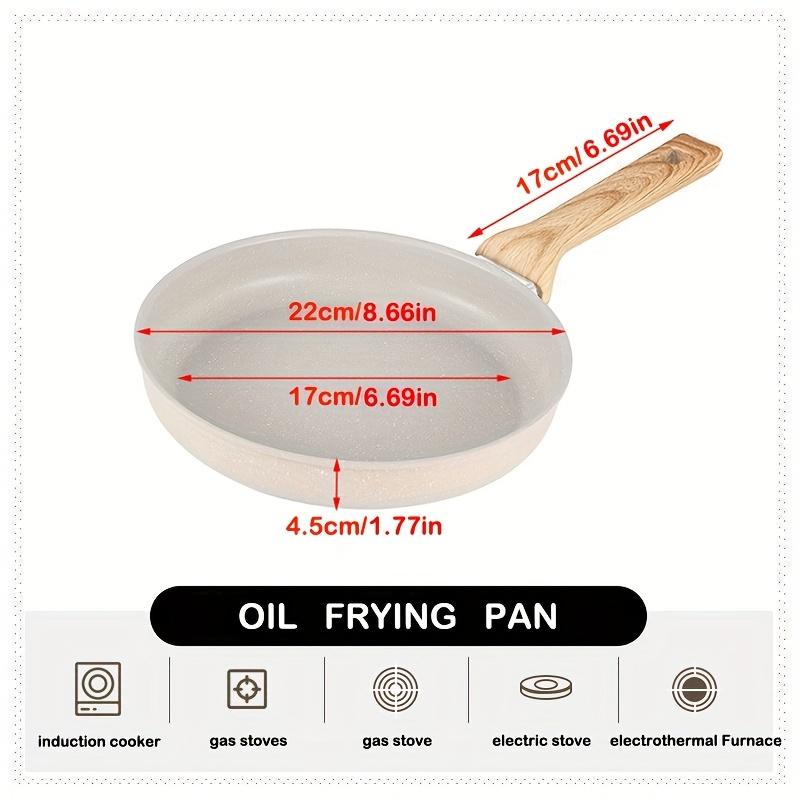 

Non Stick Cast Iron Frying Pan Medical Stone Multi Functional Wokes Pans Glass Cover with Wooden Handle Kitchens Accessories