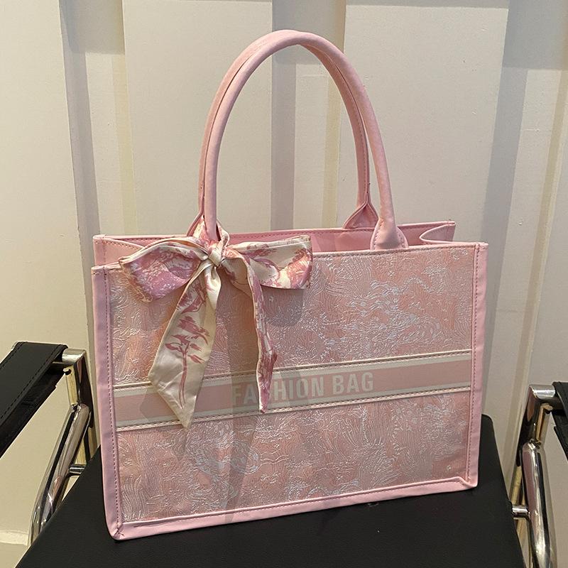 

Большая вместительная сумка-тоут в национальном стиле, женская модная сумка через плечо в иностранном стиле, модная универсальная сумка розовый