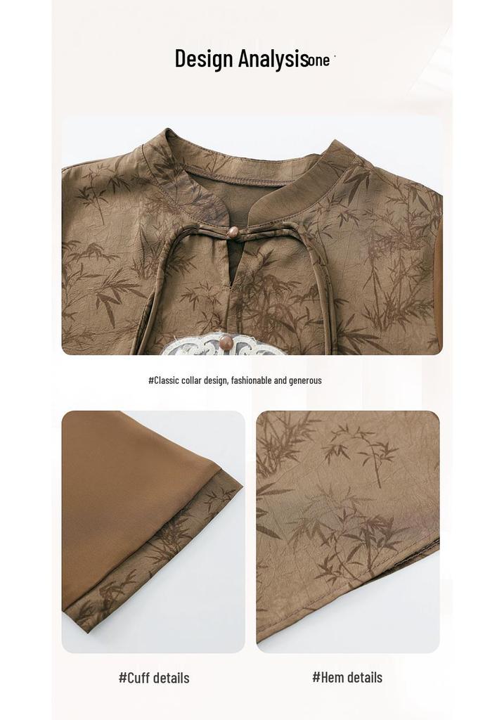 Mom's New Summer Chiffon Blouse: Chinese-Style Two-Piece Set for Middle-Aged & Elderly Women