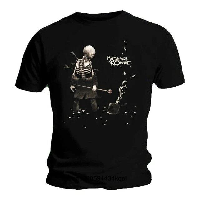Official My Chemical Romance Shredded Skeleton Mens Black 100% Cotton T-shirt Mens Tees Top MCR Tee XL