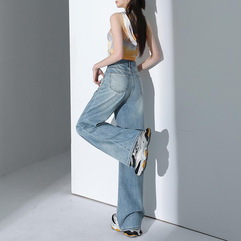 Tennis Jeans Women's Summer Wide-leg Pants Women's Summer High-waist Loose Wide-leg Jeans Women's Machete Pants Women's Slim