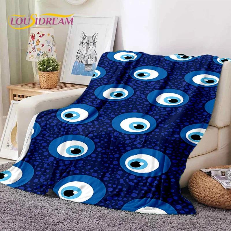 3D Boze Oog Turkije Blauw Nazar Oog van Horus Zachte Flanel Dekens, Plaid Comfortabele Deken voor Picknick Bedden Bank Slaapkamer