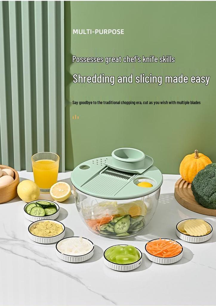 Multifunctional Vegetable Cutter & Salad Spinner with Large Capacity