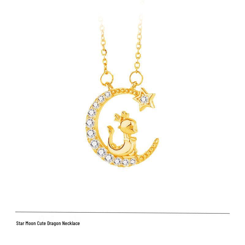 2024 Zodiac Dragon Clavicle Necklace: Star Moon Luxury for Women