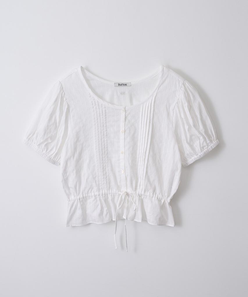 BUT'TON [10Th]Doby Pleats Blouse (Ivory)