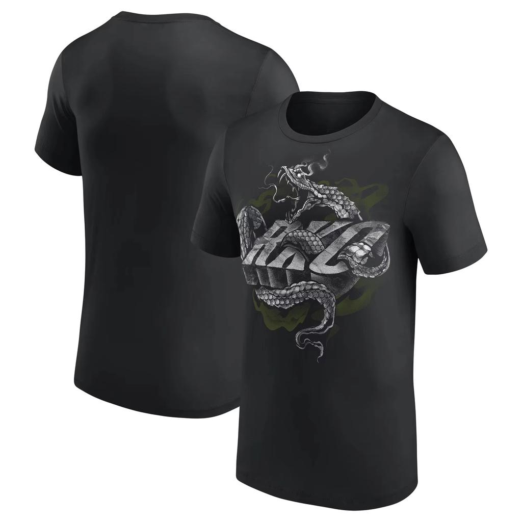 Summer Men's Black Randy Orton Viper Bite T-Shirt Summer Short Sleeve Women Tee Shirts 2025 New Sports Unseix Clothes Tops
