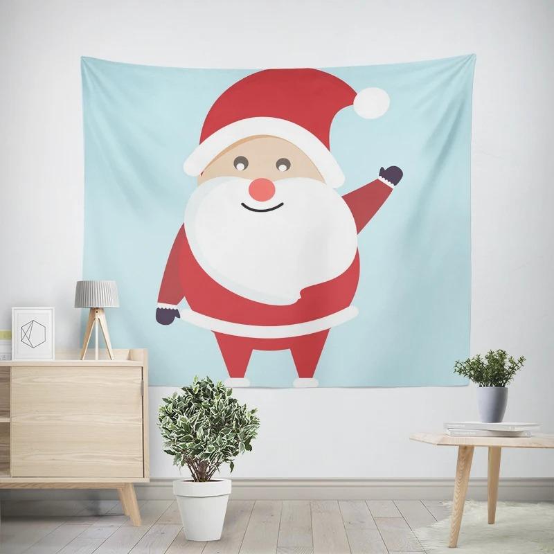 Christmas New Year Cute Santa Claus Gift Pattern Living Room Bedroom Decorative Tapestry
