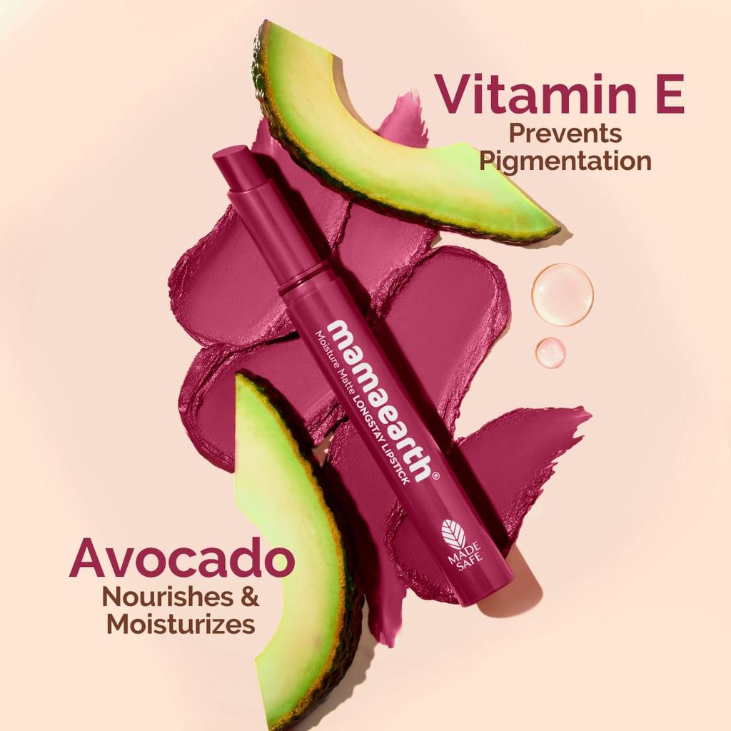 Mamaearth Moisture Matte Longstay Lipstick Berrylicious Magenta 2G Semi-Matte Long Wear Lip Color