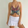 Butterfly Crop Tops Backless Strap Camis Sexy Tank Tops T Shirt Backless Short Clothes Aesthetic Lady Vest Streetwear
