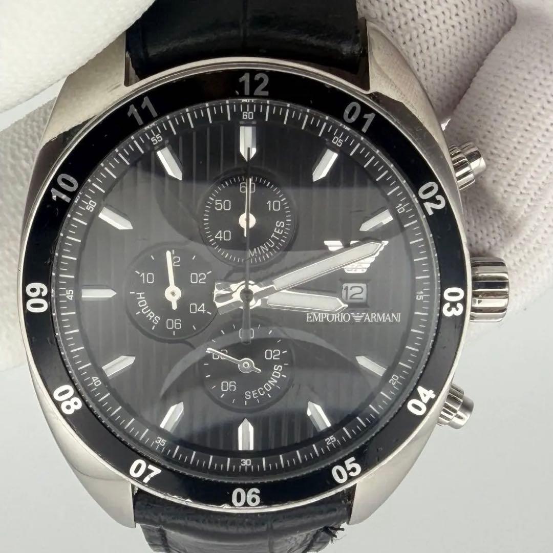 Used EMPORIO ARMANI AR-5914 Chronograph Belt Replacement Required Men s