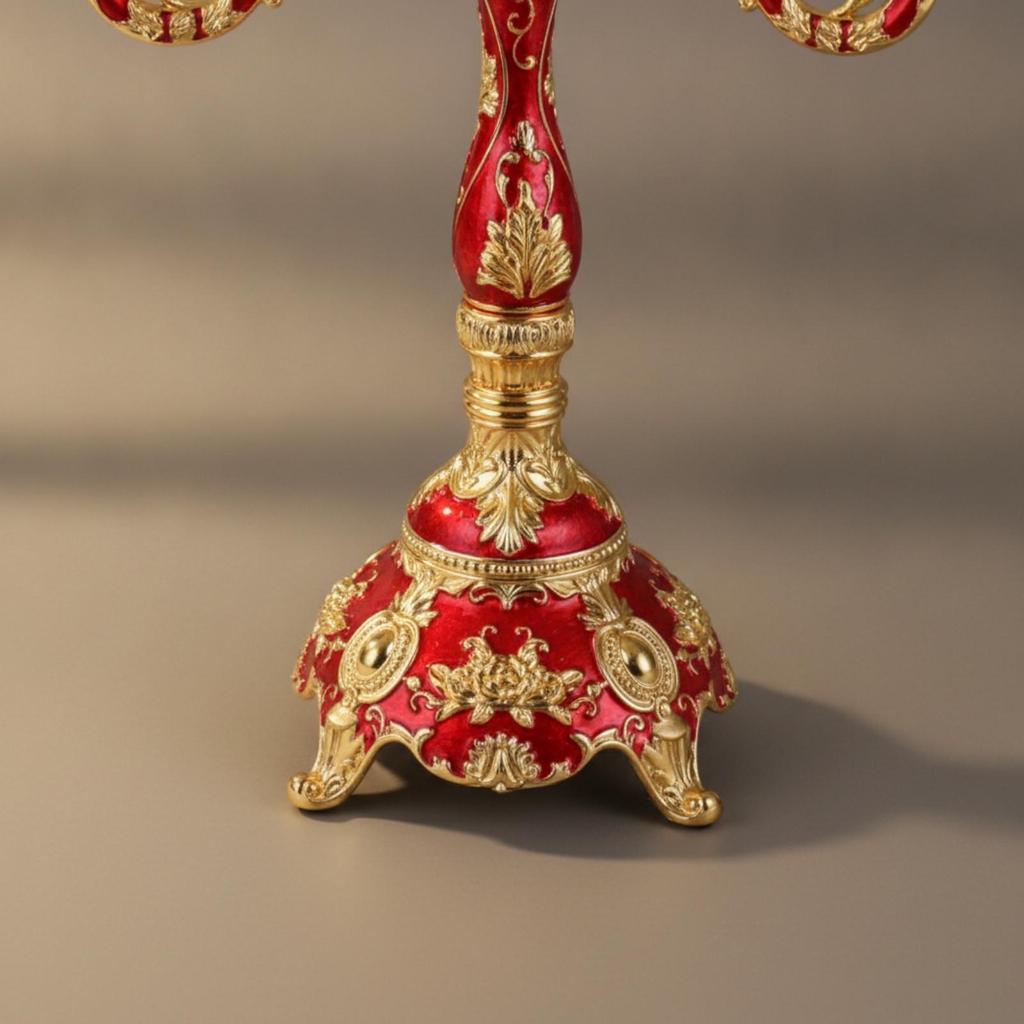 Five-Arm Candelabra Elegant Zinc Alloy Candlestick with Four Feet