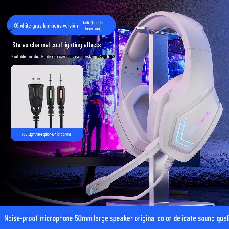 USB Gaming Headset with Noise Cancelling and Cool Lighting Effects for PC/Laptop