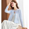 Srcr Women's Striped Hollow Knit Thin Wool Cardigan