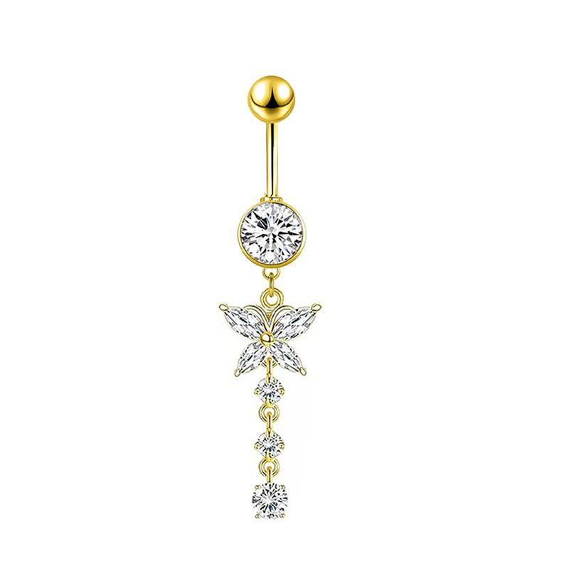 Einfacher Mode Zirkonium Bauchnabelring Damen Personalisierter Piercing Schmuck Herz Schmetterling Bauchnabelring Zubehör
