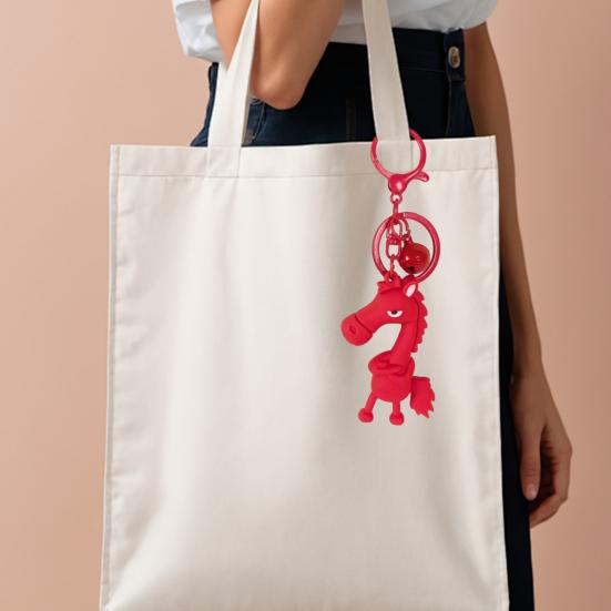 Cool Horse Keychain Cute Cartoon Horse Charm Keychain Metal Keyring with Bell Keychain for Backpacks Handbags