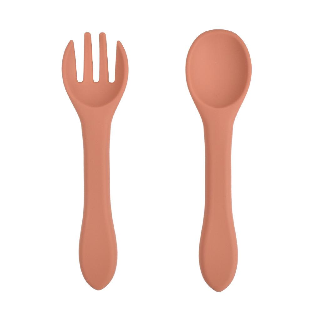 Silicone Cutlery for Children and Babies To Learn To Eat Silicone Cutlery for Children and Babies To Learn To Eat - MUSTARD