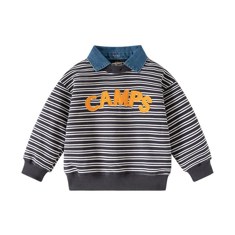 Αγόρια 2025 νέο παιδικό ψεύτικο πουλόβερ δύο τεμαχίων άνοιξη και φθινόπωρο αφαιρούμενο τοπ με γιακά πουκαμίσου παιδικά ρούχα