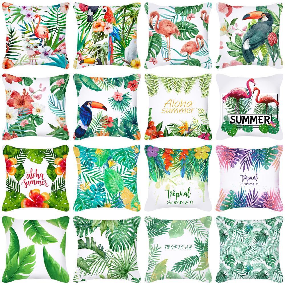 New Home Green Plant Tropical Pillow Cover Without Core Cushion Cover Waist Pillow Cover Cushion Cover Furniture Supplies