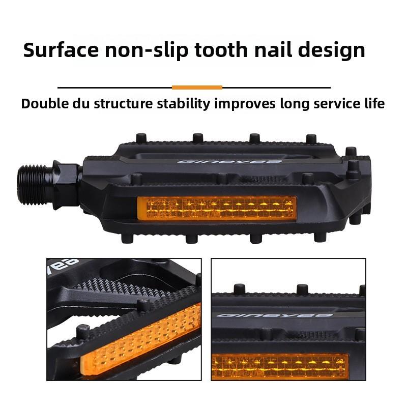 Bicycle Pedals Non-Slip Aluminium Mountain Bike Pedals with Reflector 9/16 Inch Bearing Platform Pedals for BMX MTB Racing Bikes