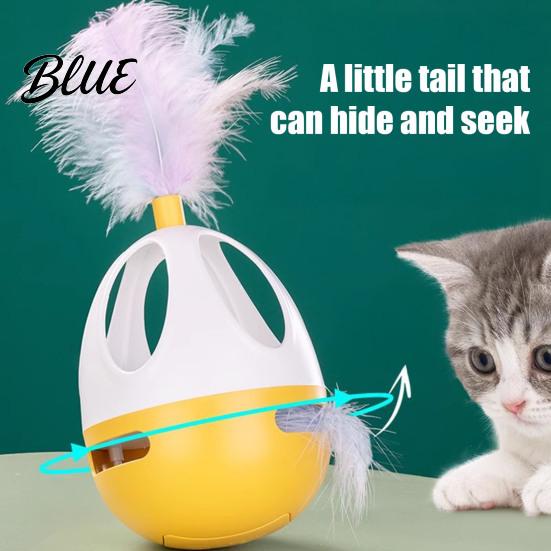 Automatic Motion Activated Kitten Toys Interactive Cat Wobble Toy 360 Degree Rotating Feather Chirping Pet Sound Touch Toy for Indoor Cats Pouncing