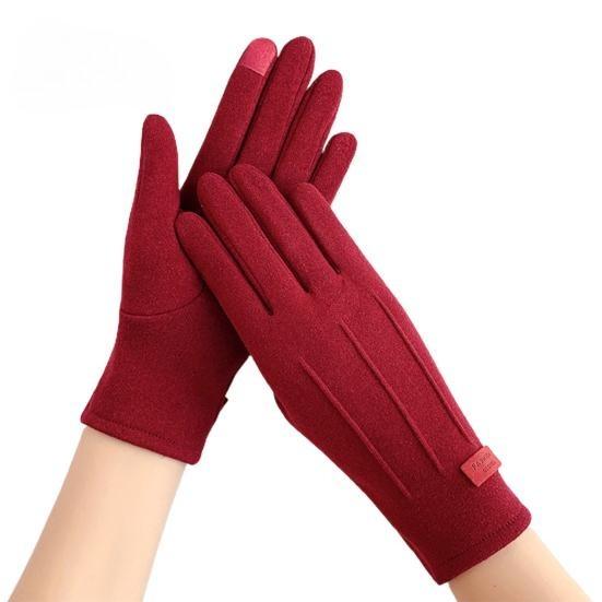 

1 пара женских зимних теплых перчаток, однотонные, износостойкие, ветрозащитные, утолщенные, на флисовой подкладке, перчатки для сенсорного экрана красный