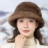 Women's Hat New Faux Mink Fur Hat - Women's Winter Hat Versatile Warm Ear Protection Stylish Top Hat Faux Fur Windproof Snow Hat